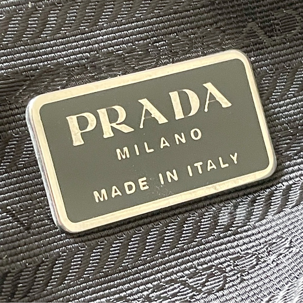 Prada RARE dark green brown nylon triangle logo Boston bag vintage - Picture 13 of 15